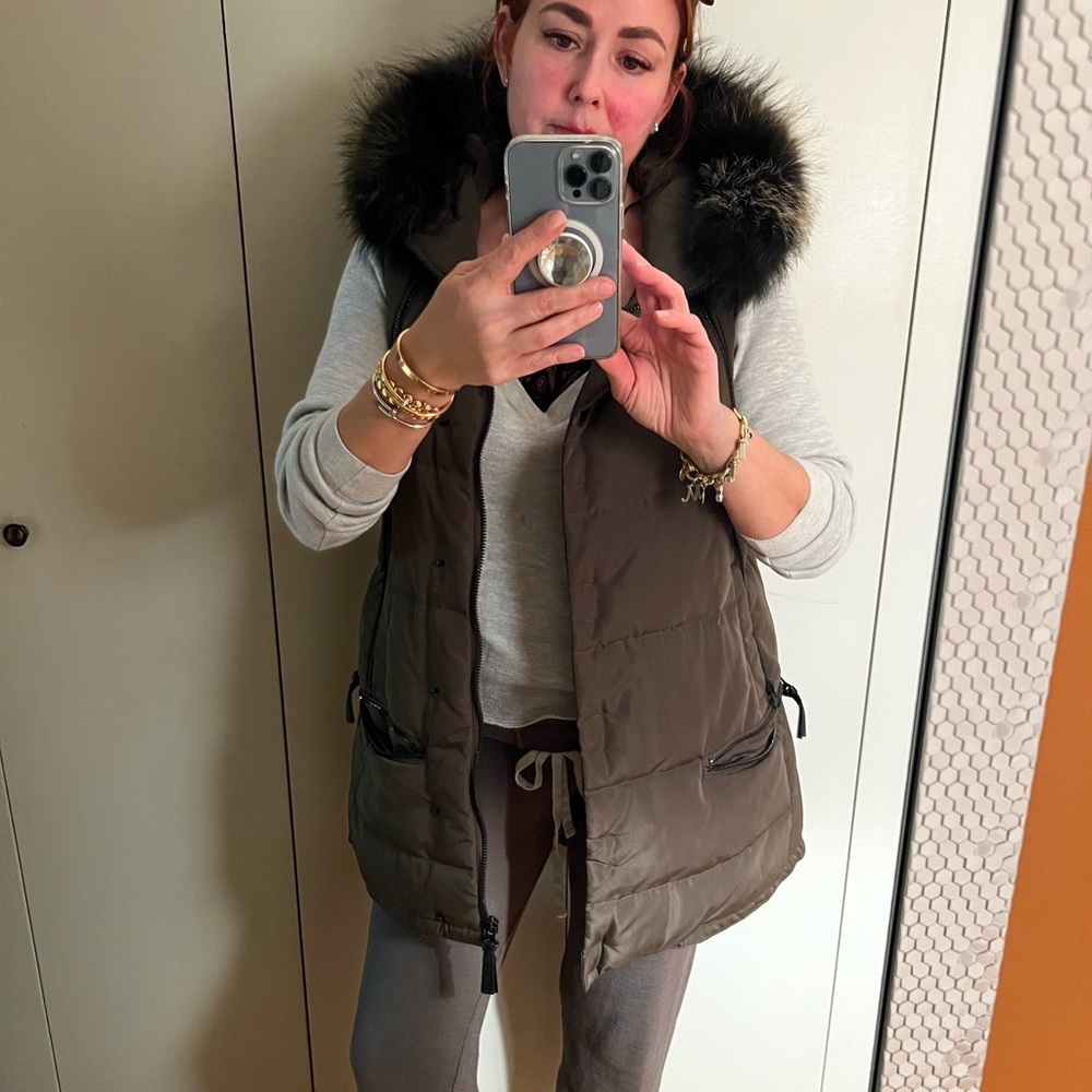 Derek Lam Down Vest with Fur trimmed hood